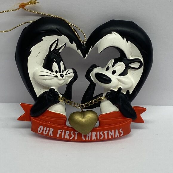 Warner Bros Studio Store Pepe Le Pew & Penelope Our First Christmas Ornament 97 - Picture 1 of 7